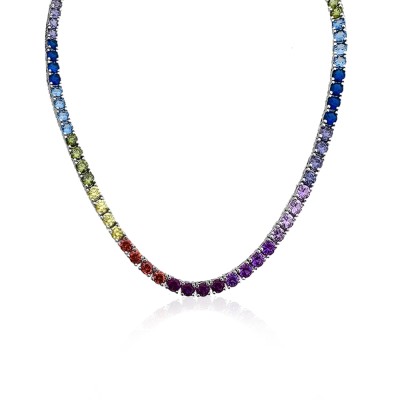 3 mm Multicolor Tennis Necklace - 40 cm