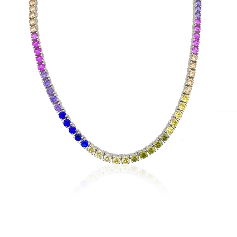 3 mm Multicolor Waterline Necklace - 45 cm