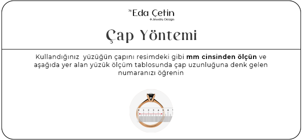 Yüzük ölçüsü çap yöntemi