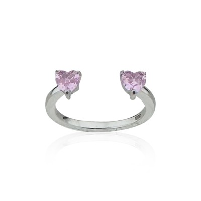 Adjustable Double Heart Stone Ring
