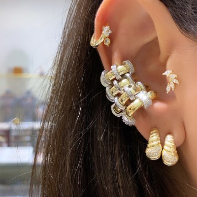 Amber Stone Cartilage Earring - Thumbnail
