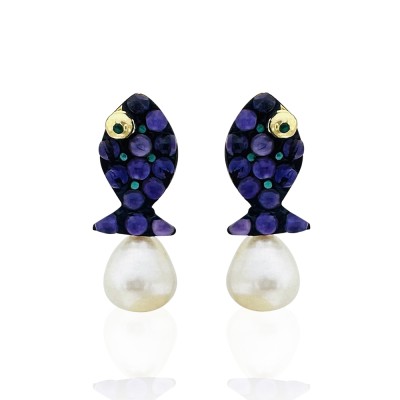 byEdaÇetin - Amethyst Fish Collection Earrings