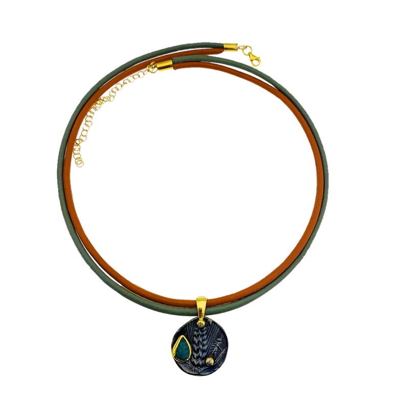 Antique Coin Leather Necklace - 2