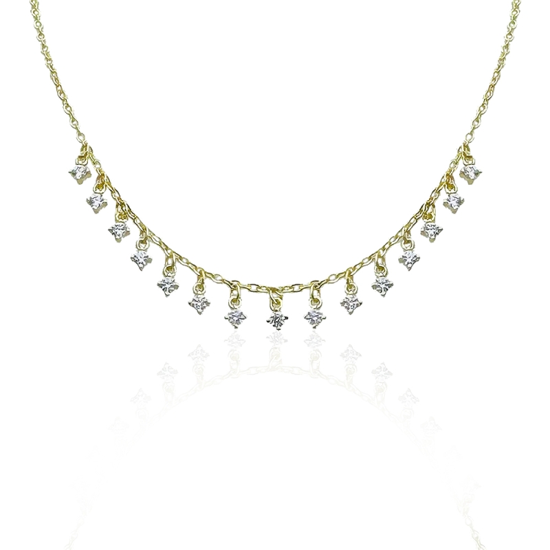 April Square Row Stone Necklace