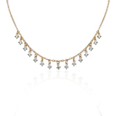 April Square Row Stone Necklace - Thumbnail