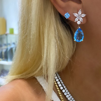 Aqua Drop Earrings - Thumbnail