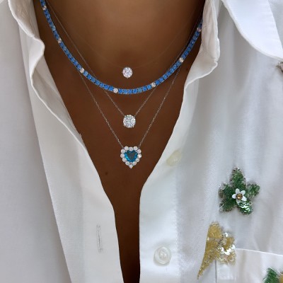 Aqua Heart Necklace - Thumbnail