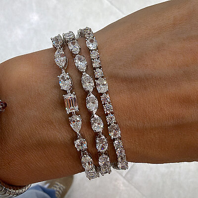 Asymmetric Moissanite Eternity Bracelet - by Eda Çetin