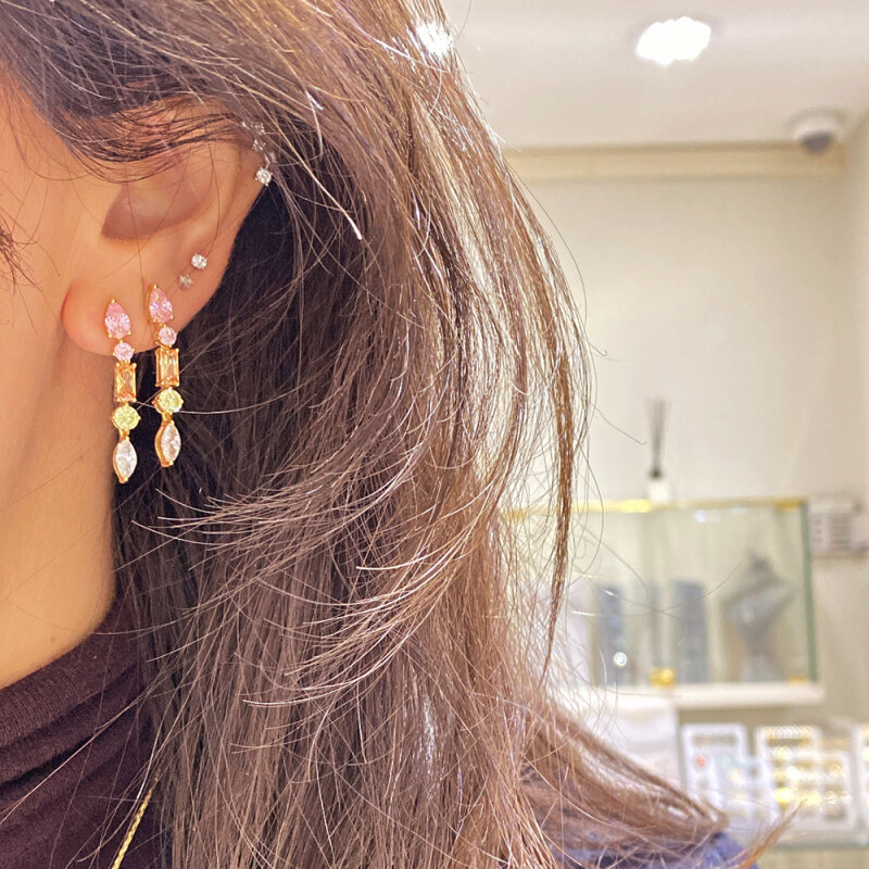 Asymmetrical Colored Earrings - 2