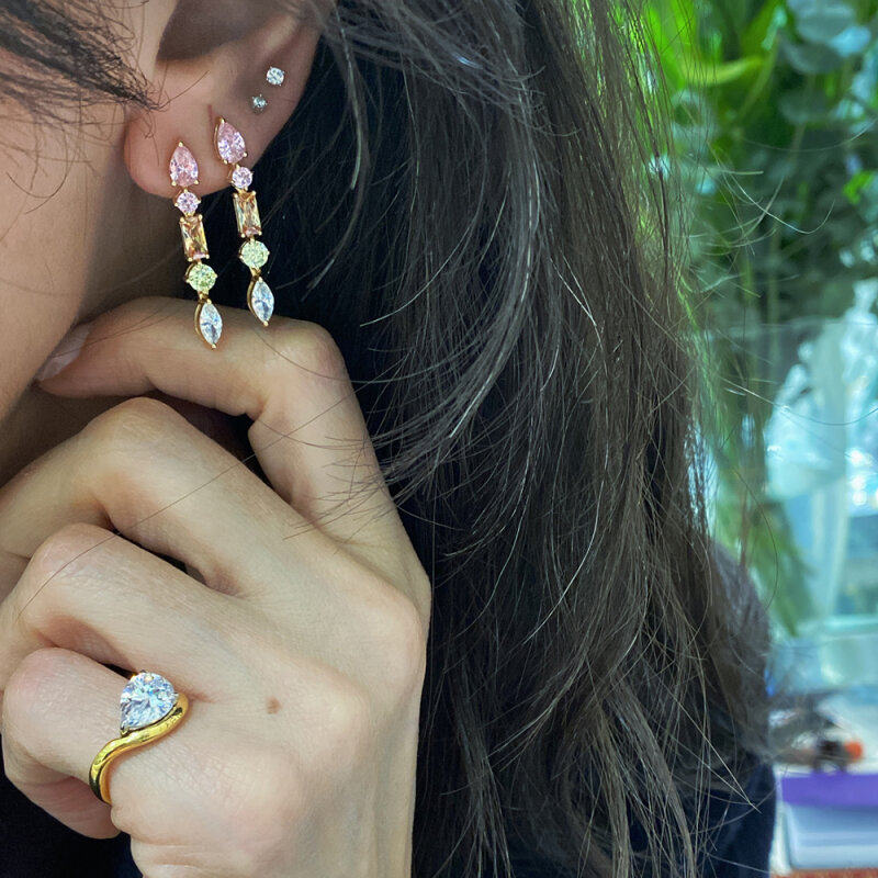 Asymmetrical Colored Earrings - 3