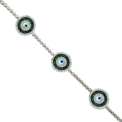 Baget Taşlı Camgöz Bileklik - Üçlü - by Eda Çetin