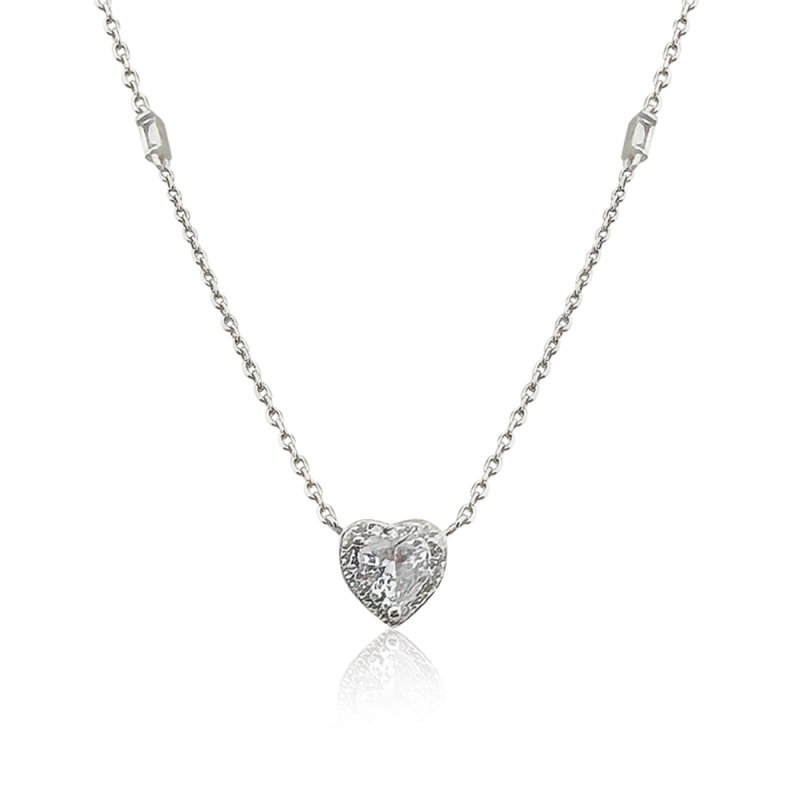 Baguette Detailed Heart Necklace