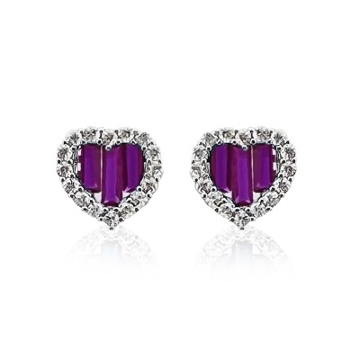 Baguette Heart Earrings - Thumbnail