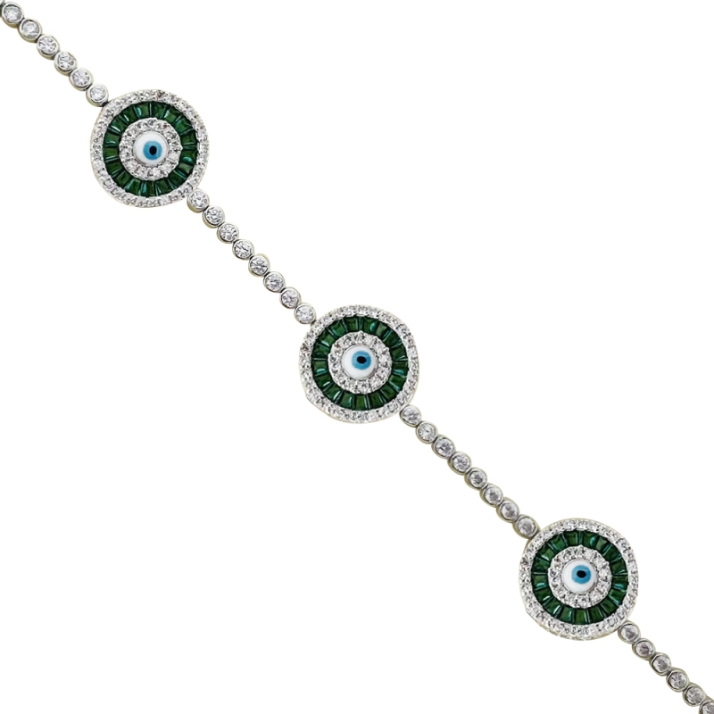 Baguette Stone Glass Eye Bracelet - Three - 3