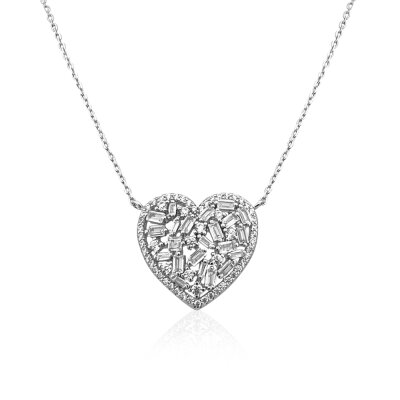 Baguette Stone Heart Necklace - by Eda Çetin