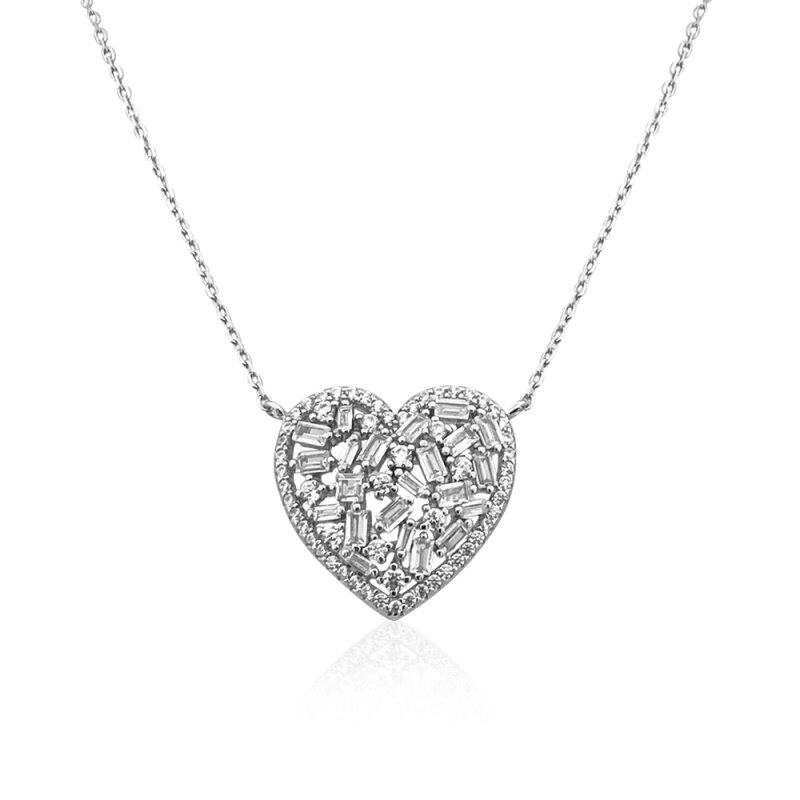 Baguette Stone Heart Necklace - 1