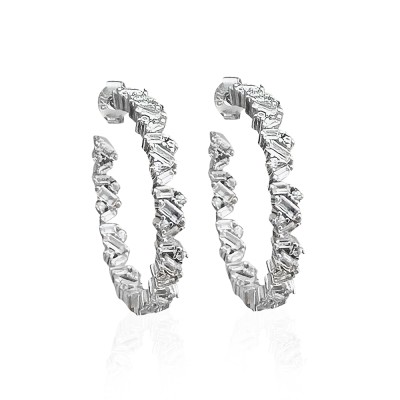 byEdaÇetin - Baguette Stone Hoop Earrings (1)