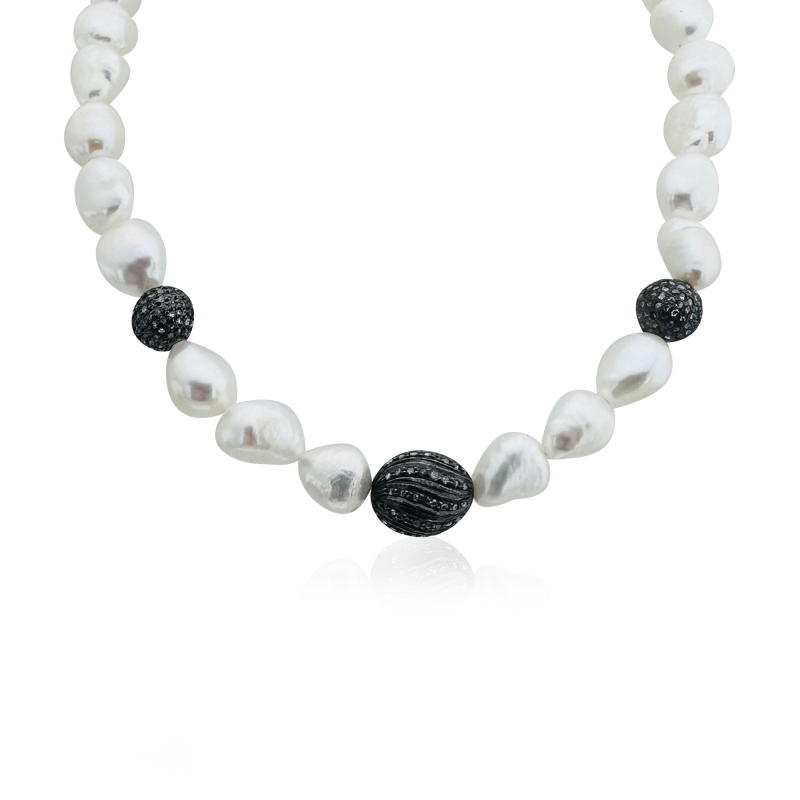 Ball Diamond Pearl Necklace - 2