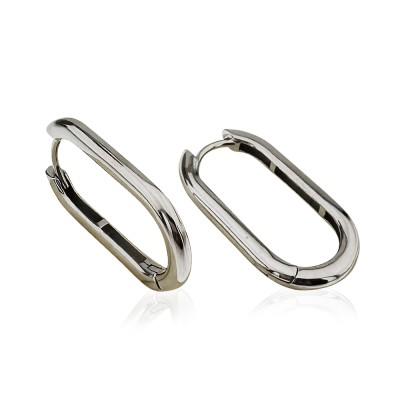 Basic Oval Hoop Earrings - Thumbnail