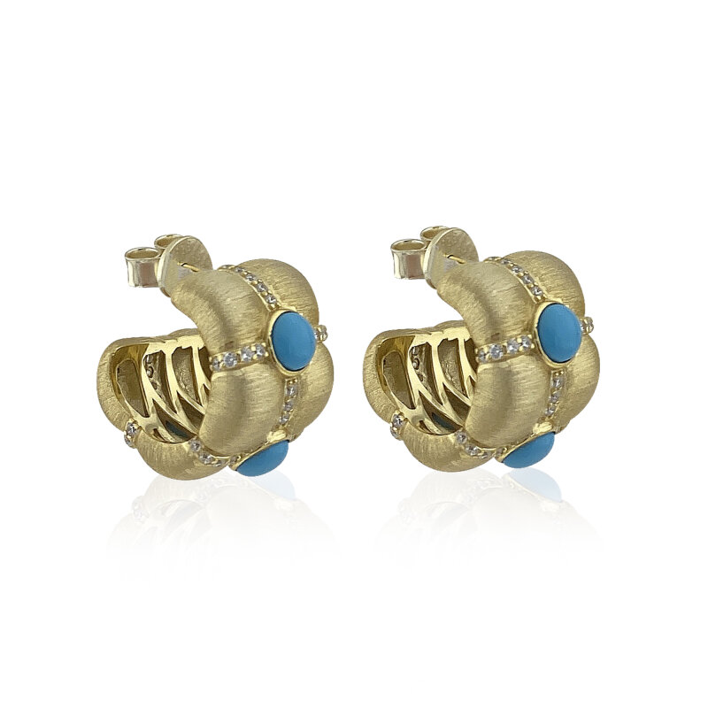 Belmond Turquoise Stone Hoop Earrings - 2
