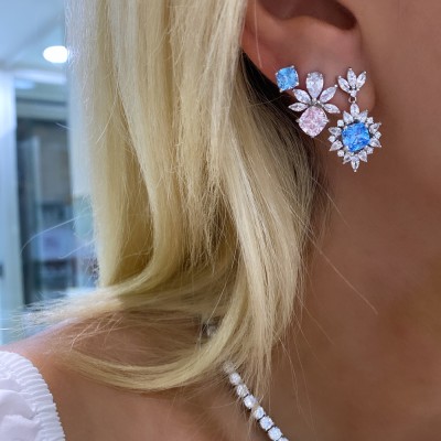 Blue Crystal Earrings - Thumbnail