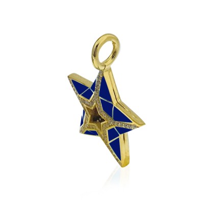 Blue Enameled Star Pendant - Thumbnail