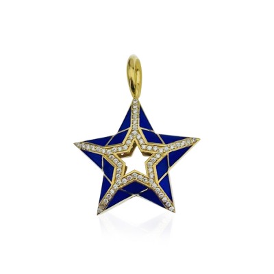 Blue Enameled Star Pendant - Thumbnail