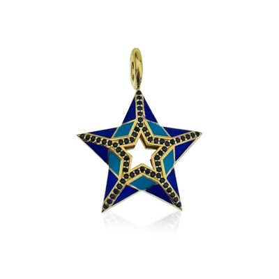 byEdaÇetin - Blue Enameled Star Pendant