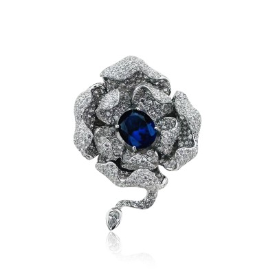 by Eda Çetin - Blue Stone Flower Brooch