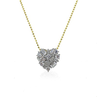 Broken Baguette Heart Necklace - Thumbnail