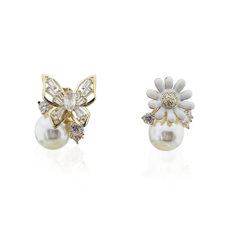 Butterfly Flower Pearl Earrings