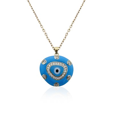 byEdaÇetin - Carle Mine Full Turquoise Evil Eye Necklace