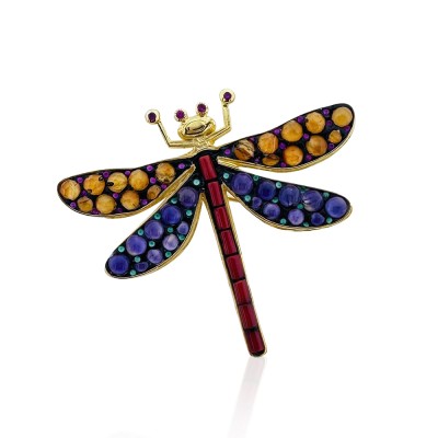 byEdaÇetin - Carnelian Dragonfly Collection Brooch