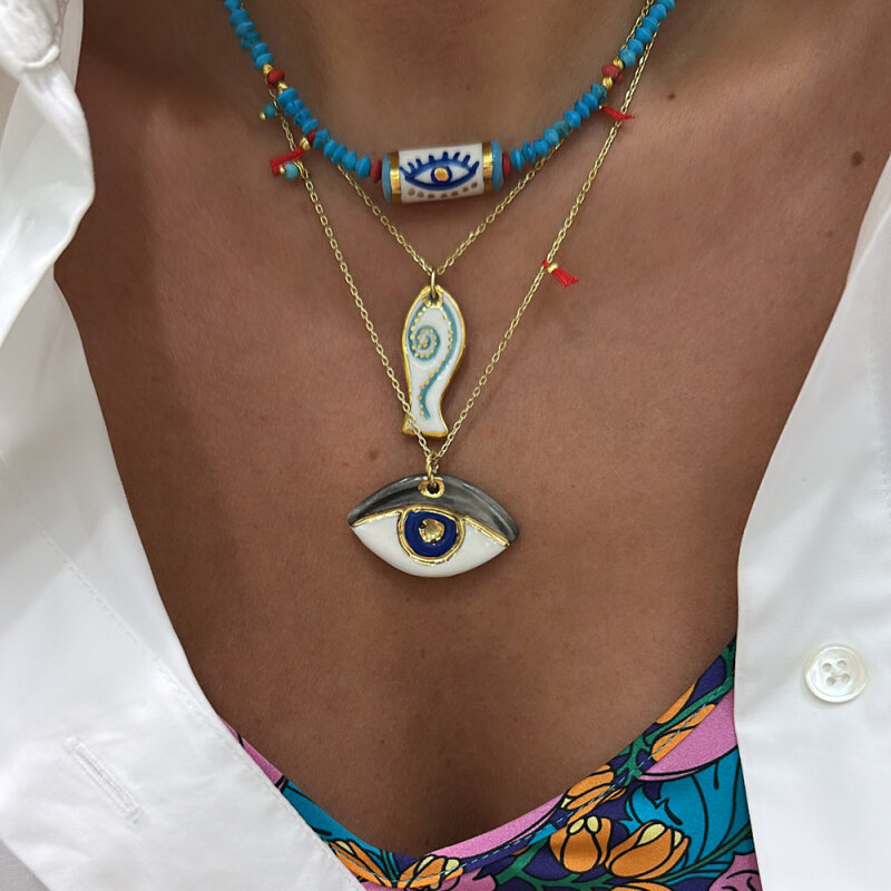 Ceramic Eye Necklace - 2
