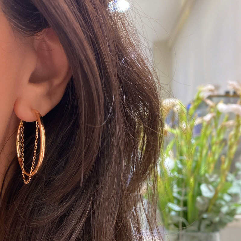 Chain Hoop Earrings - 2