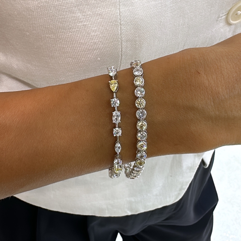 Champagne and White Row Stone Bracelet - 2