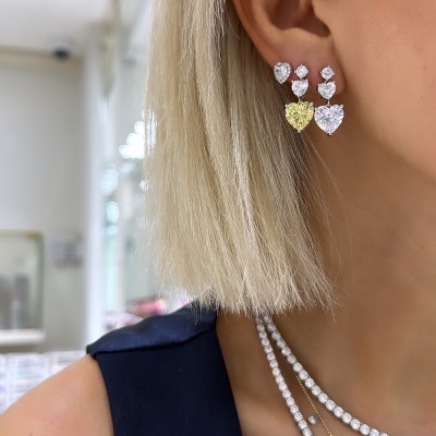Champagne Heart Earrings - Thumbnail