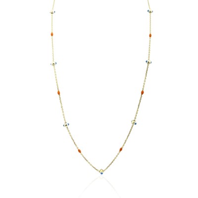 Colorful Enamel Long Necklace - Thumbnail