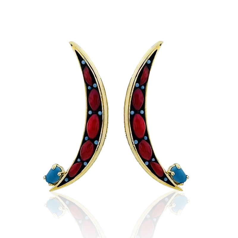 Coral Design Crescent Earring