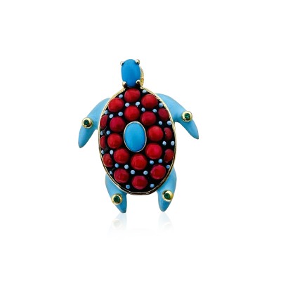 by Eda Çetin - Coral Turtle Brooch