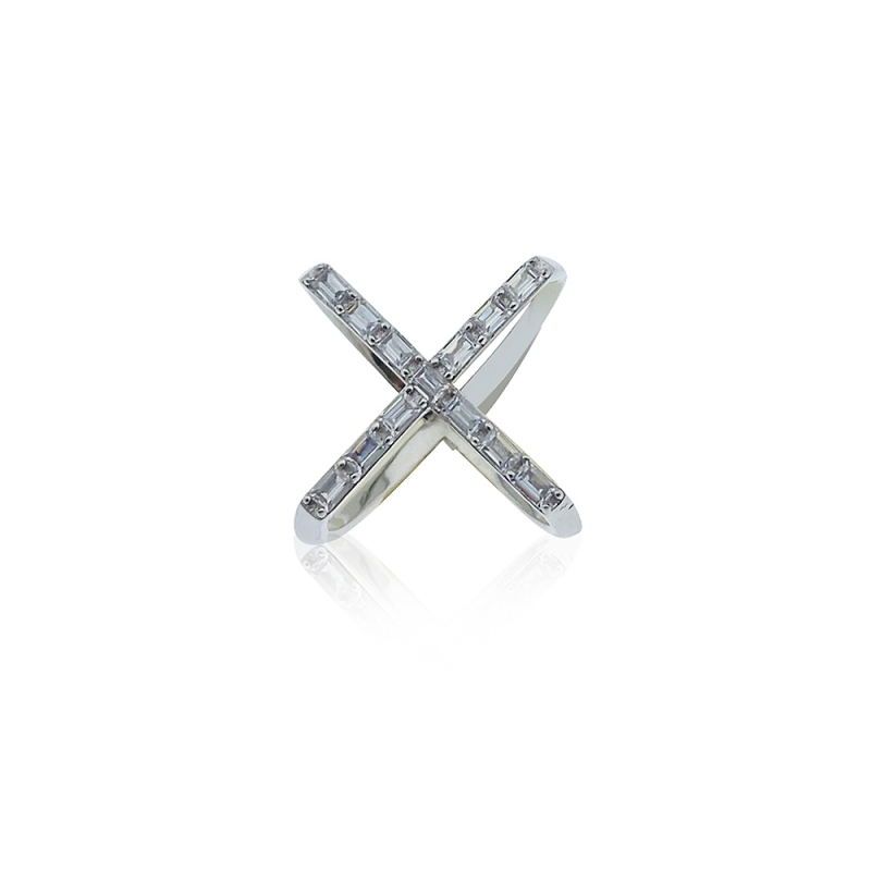Cross Baguette Design Ring - 3