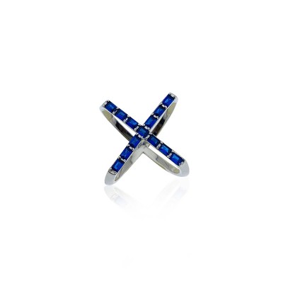 Cross Baguette Design Ring - Thumbnail