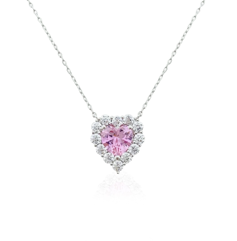 Crystal Pink Heart Necklace