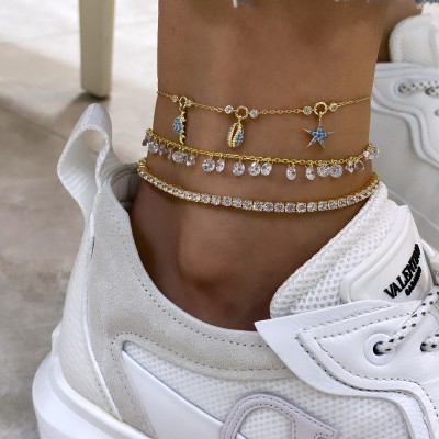 byEdaÇetin - Crystal Stone Pendant Anklet (1)