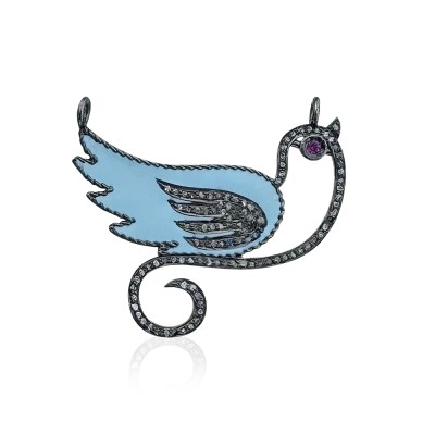 byEdaÇetin - Diamond Enamel Bird Pendant