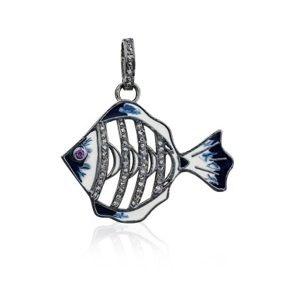 byEdaÇetin - Diamond Enamel Fish Pendant