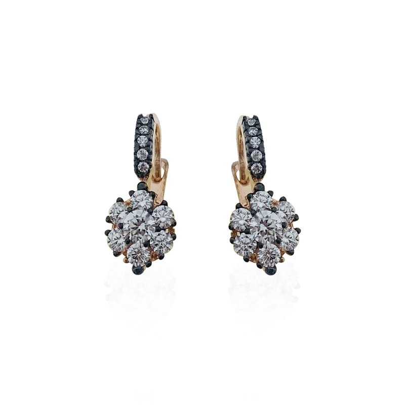 Diamond Mount Flower Motif Earrings