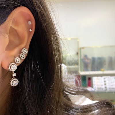 Diamond Mounted Solitaire Earrings - Thumbnail