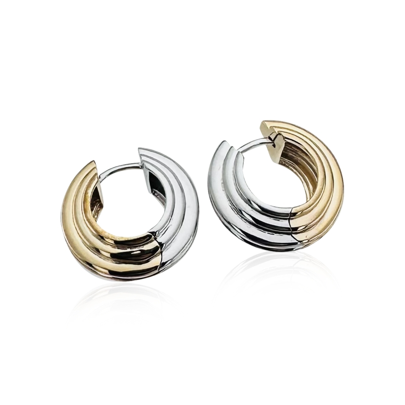 Double Color Italian Hoop Earrings - 2