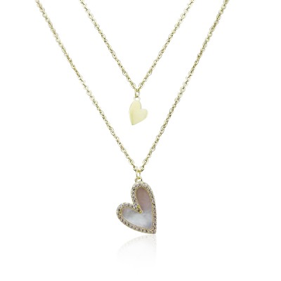 byEdaÇetin - Double Pearl Heart Necklace (1)